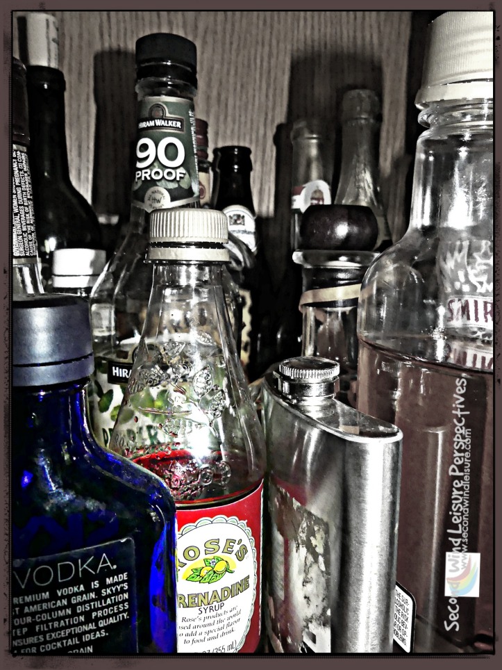 Bottom shelf of the alcohol cabinet. I see things I like!