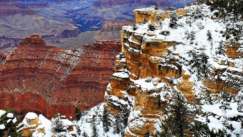 South Rim of the Grand Canyon in snow
