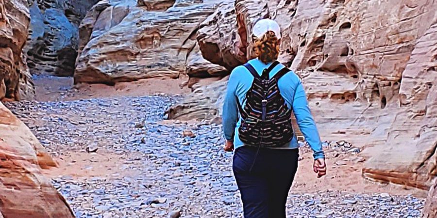 Walking into the Slot Canyon in Valley of Fire