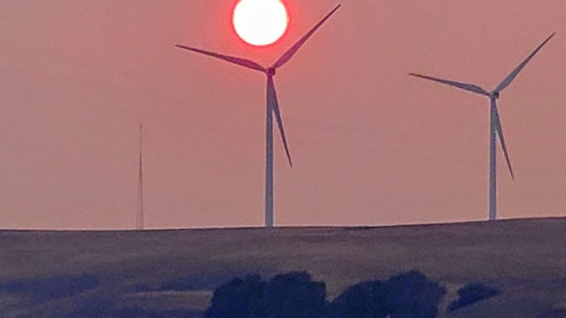 Sunset over wind turbines