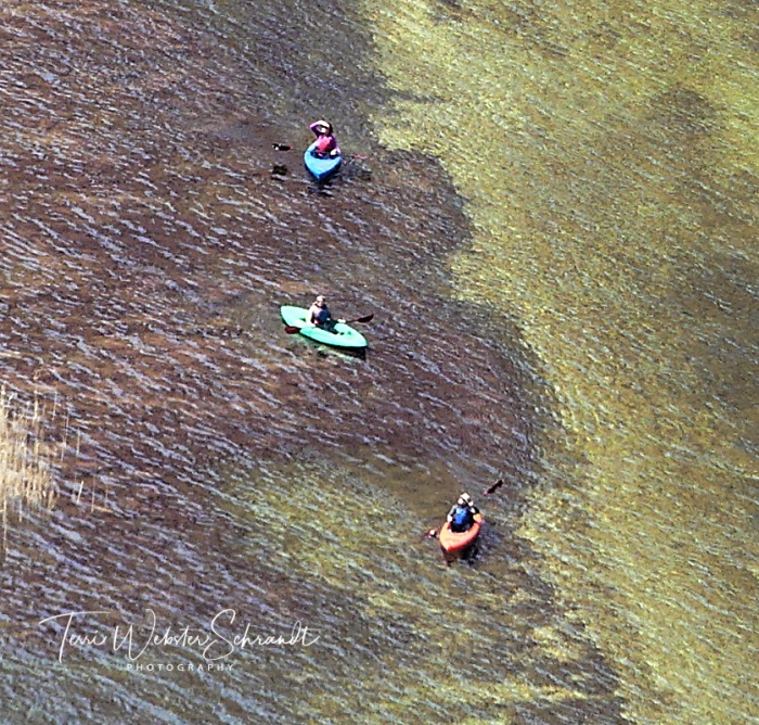 Distant kayakers on Colorado River